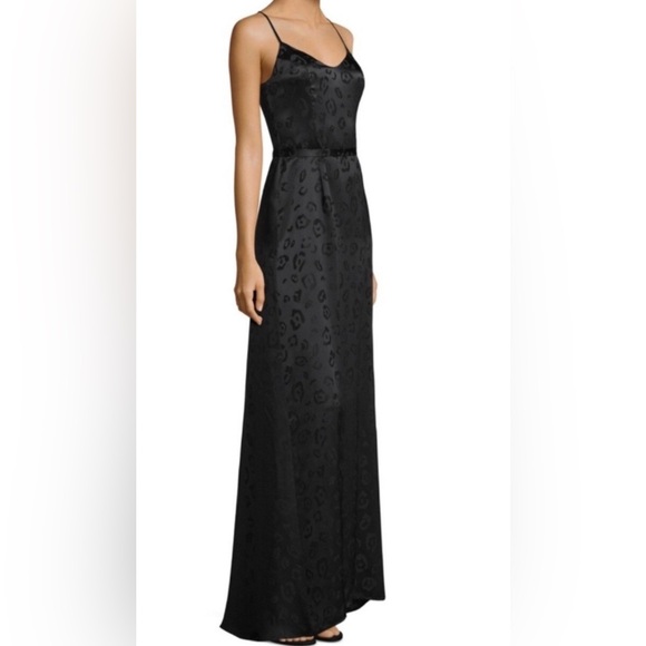 L’Agence Black Silk Maxi Dress, patterned with belt: Never Worn - Picture 6 of 7